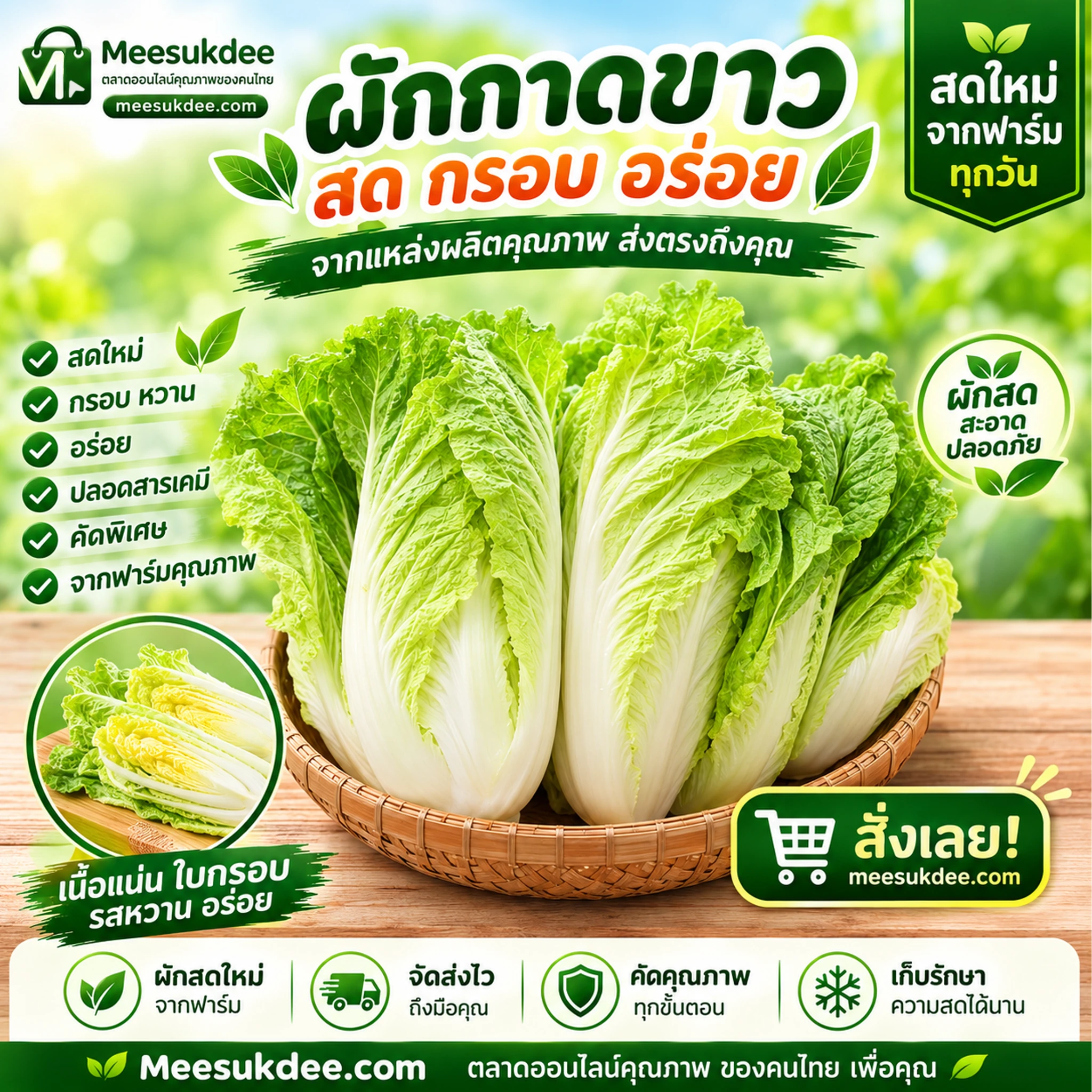 ผักกาดขาวสด-ครึ่ิงกิโลกรัม